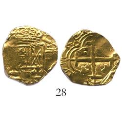 Bogota, Colombia, cob 2 escudos, Charles II, assayer not visible.