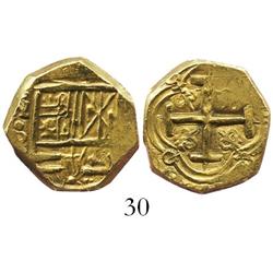 Bogota, Colombia, cob 2 escudos, Charles II, assayer not visible.