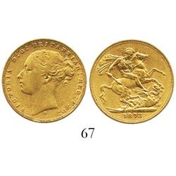 Sydney, Australia, sovereign, Victoria (young head), 1873-S.