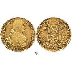 Potosi, Bolivia, bust 8 escudos, Charles IV, 1801PP.