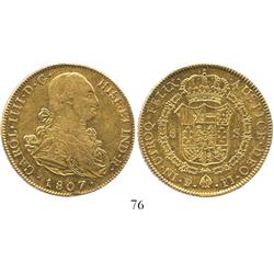 Potosi, Bolivia, bust 8 escudos, Charles IV, 1807PJ.