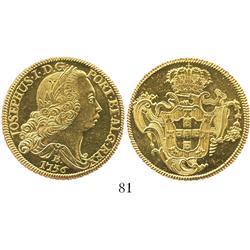 Brazil (Bahia mint), 6400 reis, Joseph I, 1756-B, choice, prooflike Mint State.