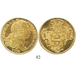 Brazil (Bahia mint), 6400 reis, Joseph I, 1758-B, choice, prooflike Mint State.