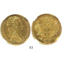 Brazil (Rio mint), 6400 reis, Maria I, 1792-R, encapsulated NGC AU-58.