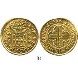 Brazil, 4000 reis, Peter II, 1700, choice grade.