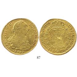Santiago, Chile, bust 8 escudos, Charles III, 1787DA.