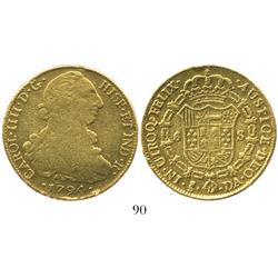 Santiago, Chile, bust 8 escudos, Charles IV (bust of Charles III), 1794DA.