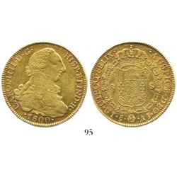 Santiago, Chile, bust 8 escudos, Charles IV (bust of Charles III), 1800AJ.