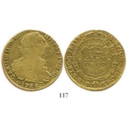 Popayan, Colombia, bust 8 escudos, Charles III, 1788SF.