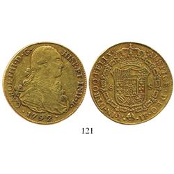 Popayan, Colombia, bust 8 escudos, Charles IV, 1792JF.