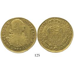 Popayan, Colombia, bust 8 escudos, Charles IV, 1796JF.