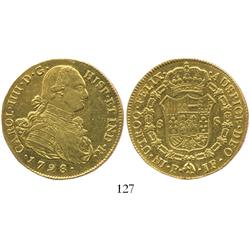 Popayan, Colombia, bust 8 escudos, Charles IV, 1798JF.
