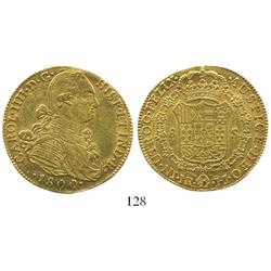 Bogota, Colombia, bust 8 escudos, Charles IV, 1800JJ.