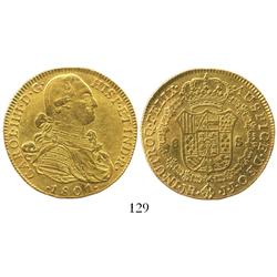 Bogota, Colombia, bust 8 escudos, Charles IV, 1801JJ.