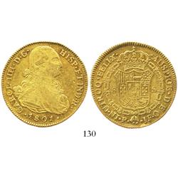 Popayan, Colombia, bust 8 escudos, Charles IV, 1801JF.