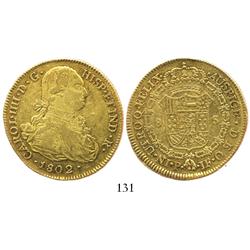 Popayan, Colombia, bust 8 escudos, Charles IV, 1802JF.