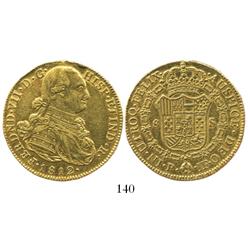Popayan, Colombia, bust 8 escudos, Ferdinand VII (bust of Charles IV), 1812JF.