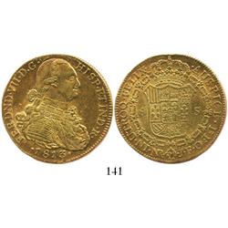 Bogota, Colombia, bust 8 escudos, Ferdinand VII (bust of Charles IV), 1813JF.