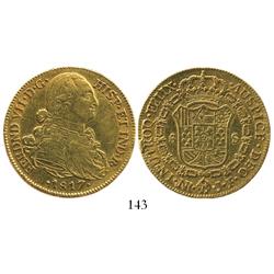 Bogota, Colombia, bust 8 escudos, Ferdinand VII (bust of Charles IV), 1817JF.