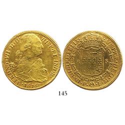 Popayan, Colombia, bust 8 escudos, Ferdinand VII (bust of Charles IV), 1818FM.