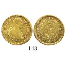 Popayan, Colombia, bust 1 escudo, Charles IV, 1795JF.