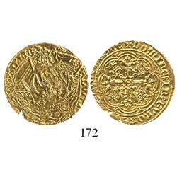 London, England, half noble, Edward III, mintmark cross potent (1361-9), Mint State as from an early