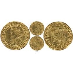 London, England, laurel (20 shillings), James I (4th head), mintmark lis (1623-4), choice.