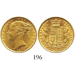 London, England, sovereign, Victoria (young head), 1865, die 12.