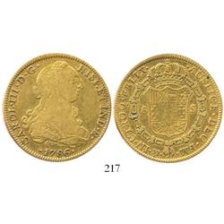 Mexico City, Mexico, bust 8 escudos, Charles III, 1786FM.
