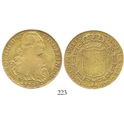 Mexico City, Mexico, bust 8 escudos, Charles IV, 1792FM.
