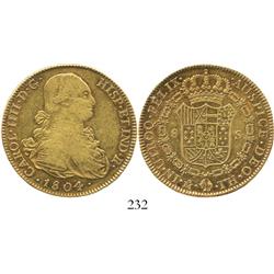 Mexico City, Mexico, bust 8 escudos, Charles IV, 1804TH.