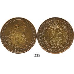 Mexico City, Mexico, bust 8 escudos, Charles IV, 1807TH.