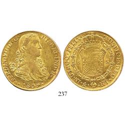 Mexico City, Mexico, bust 8 escudos, Ferdinand VII ("armored" bust), 1809HJ.