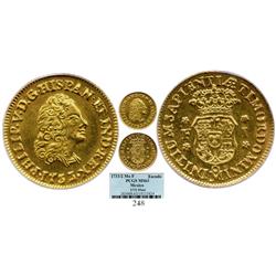 Mexico City, Mexico, bust 1 escudo, Philip V, 1733/2MF, choice Mint State, finest known example of a