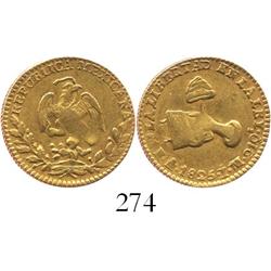 Mexico City, Mexico, 1 escudo, 1825JM, re-punched letters.