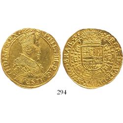 Brabant (Antwerp mint), Spanish Netherlands, 2 souverain d'or, Philip IV, 1644, rare.