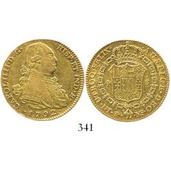 Madrid, Spain, bust 4 escudos, Charles IV, 1792MF.