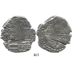 Potosi, Bolivia, cob 8 reales, date as  6260  (1620), assayer T, mintmark P over backwards P, quadra