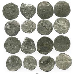 Lot of 8 Potosi, Bolivia, cob 8 reales, Philip III, various assayers (where visible), one with upper