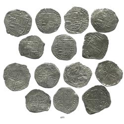 Lot of 7 Potosi, Bolivia, cob 8 reales, Philip III, various assayers (where visible), all with parti