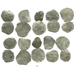 Lot of 10 Potosi, Bolivia, cob 8 reales, Philip III, various assayers, (where visible), Grade 3.