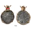 Image 1 : Potosi, Bolivia, cob 4 reales, Philip III, assayer M, Grade 1, mounted in a 14K gold necklace bezel 