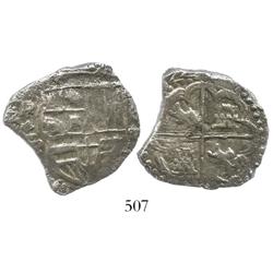 Potosi, Bolivia, cob 4 reales, (16)22T, quadrants of cross transposed, Grade 1, rare and desirable y