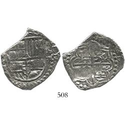 Potosi, Bolivia, cob 4 reales, Philip III, assayer T, Grade 1.