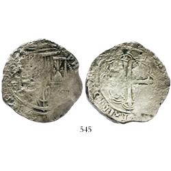 Mexico City, Mexico, cob 8 reales, Philip III, assayer F, scarce early type from this wreck.