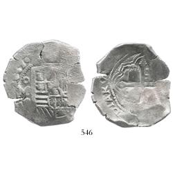 Mexico City, Mexico, cob 8 reales, 1637P, rare, canvas impression on shield, desirable pedigree.