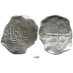 Mexico City, Mexico, cob 8 reales, Philip IV, assayer P, with canvas impression on reverse.
