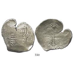 Mexico City, Mexico, cob 8 reales, Philip IV, assayer P, interesting shape.