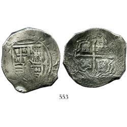 Mexico City, Mexico, cob 8 reales, Philip IV, assayer not visible, rare error with shield side struc