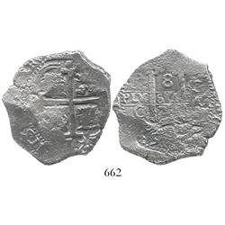 Potosi, Bolivia, cob 8 reales, 1679C.
